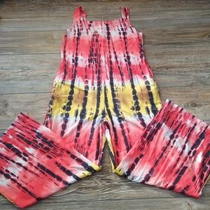 Boho Colorful Patterned Printed Tie Dye Tank Pant Suit Onesie Jumper Jumpsuit